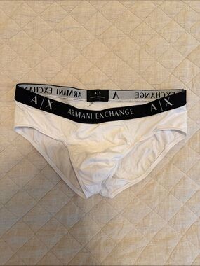 Armani Exchange White Briefs with Black Branded Waistband
